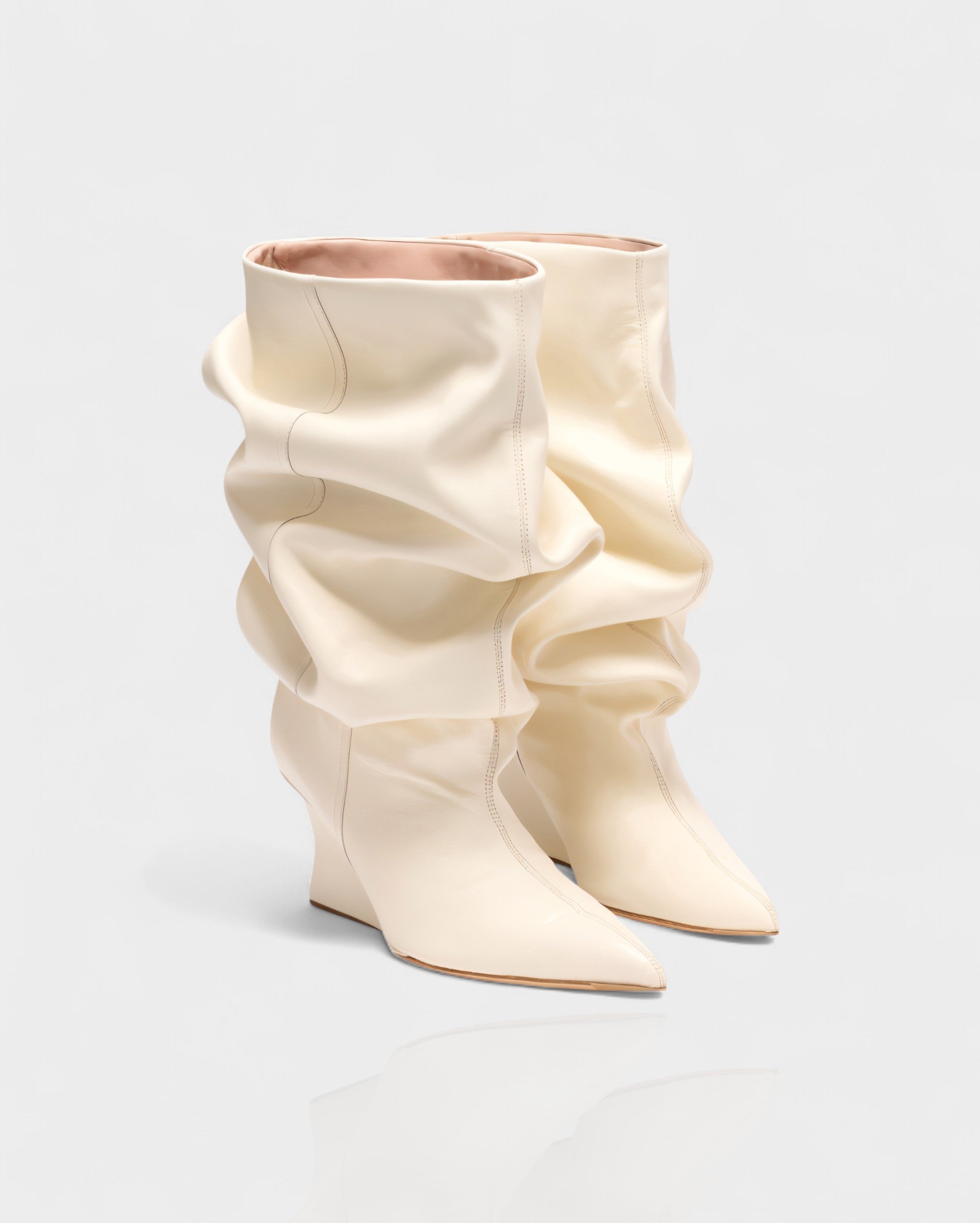 IRELLE | Slouchy Faux Leather Pointed Wedge Heel Boots
