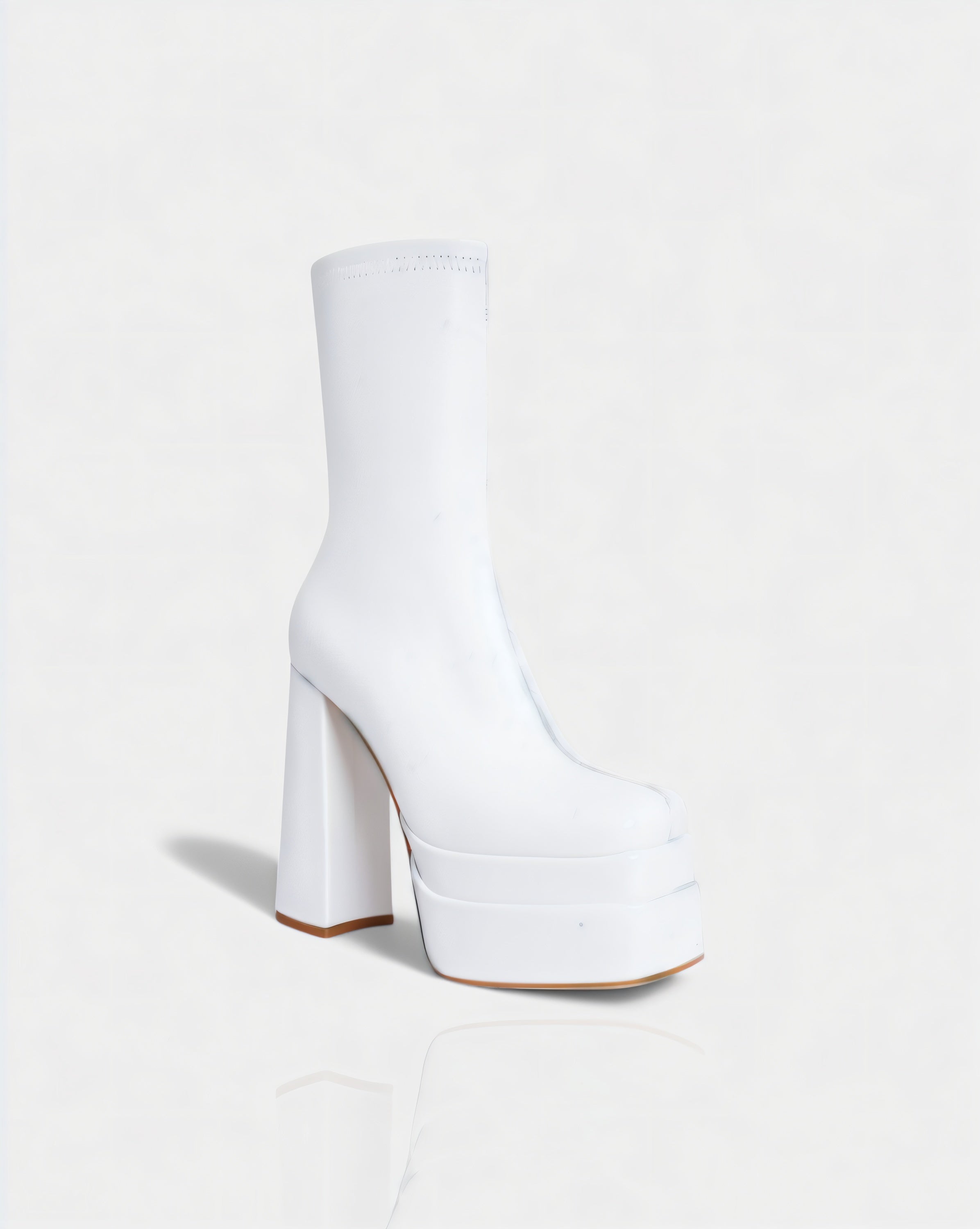 SOREYA | Thick Heel Faux Leather Boots