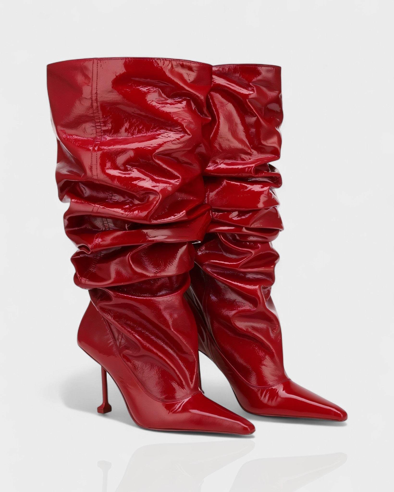 BELLARA | Faux Leather Slouchy Pointed Toe Stiletto Boots