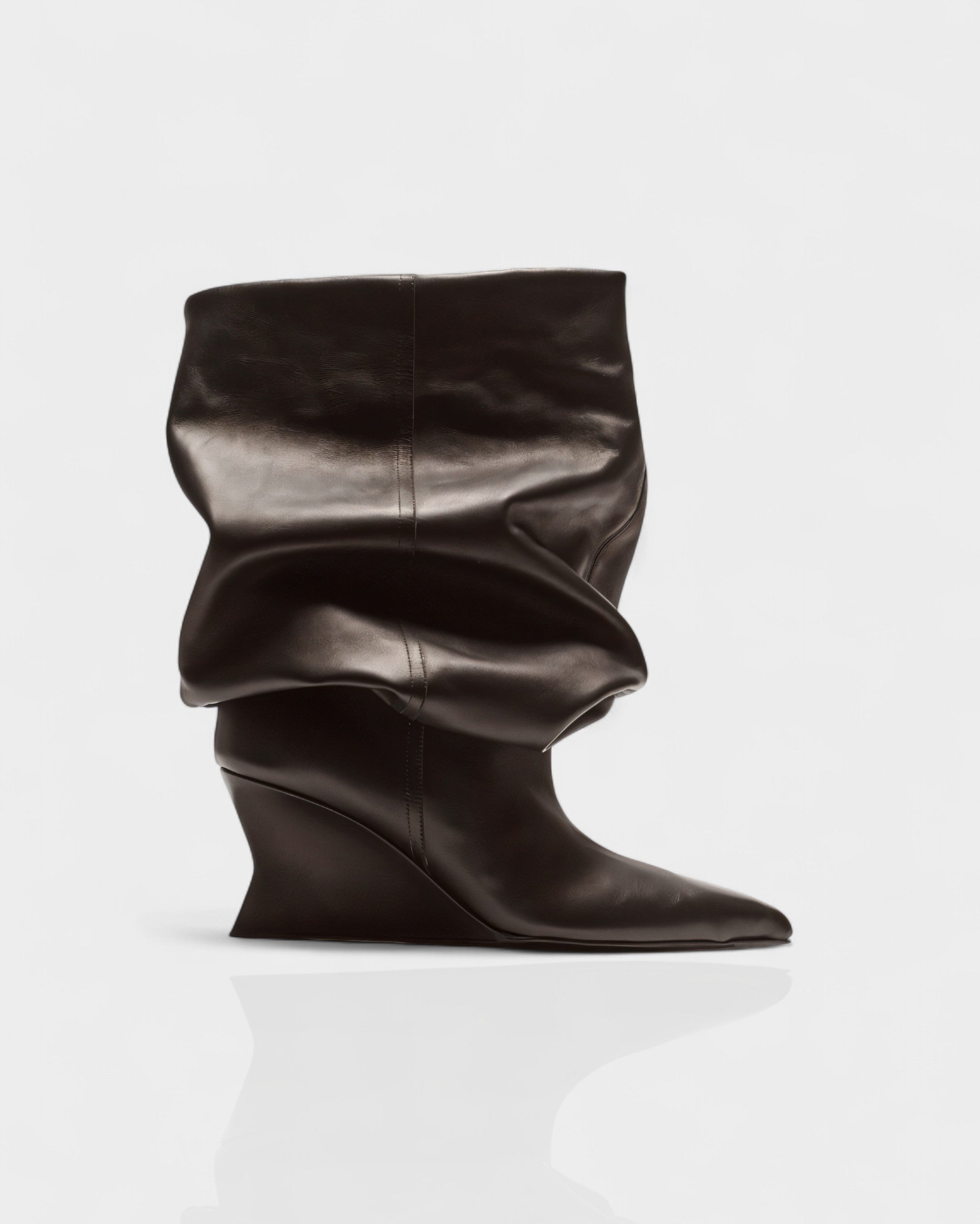 IRELLE | Slouchy Faux Leather Pointed Wedge Heel Boots