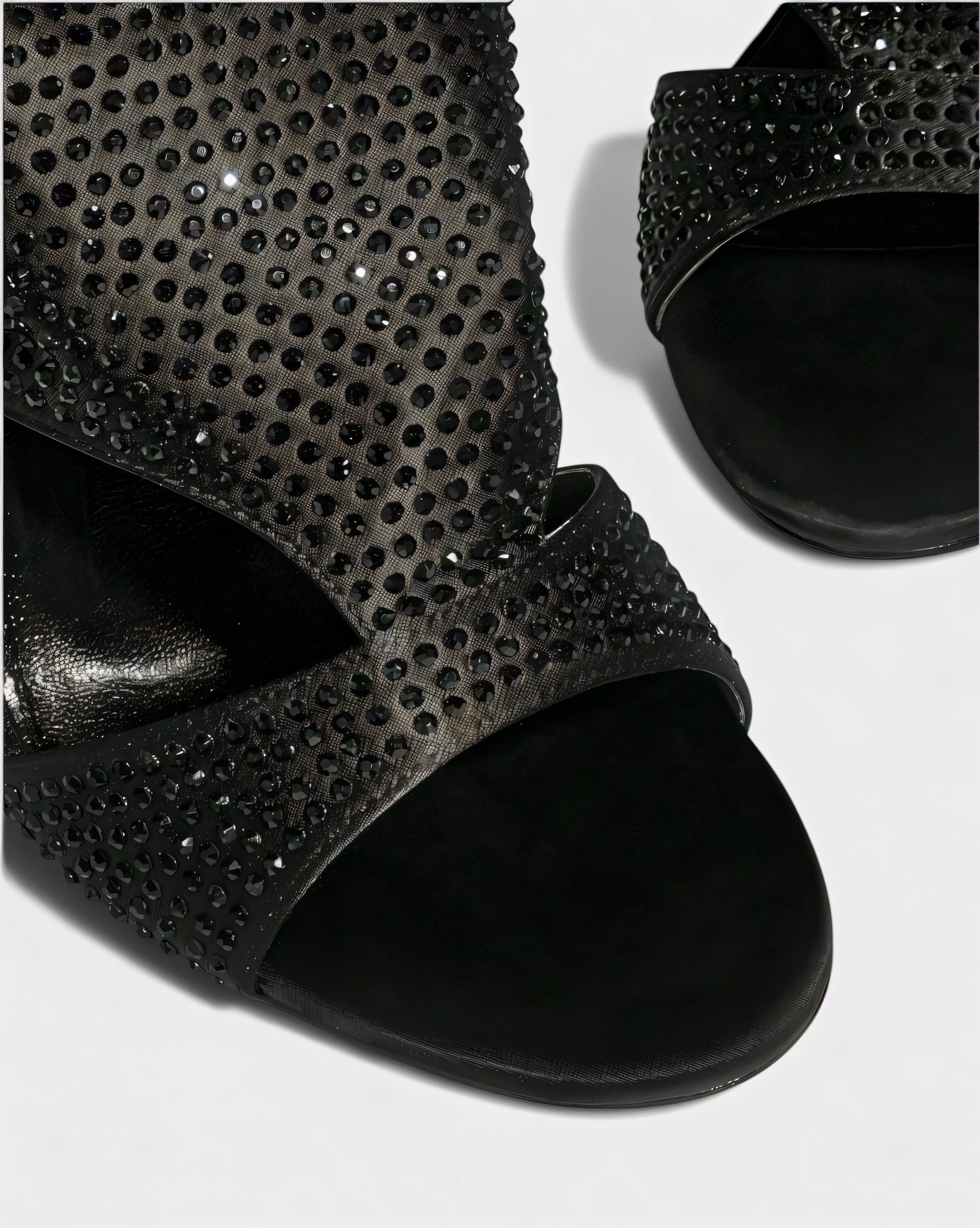 BRIANNE | Square Head Rhinestone Lace-Up Knee High Heels