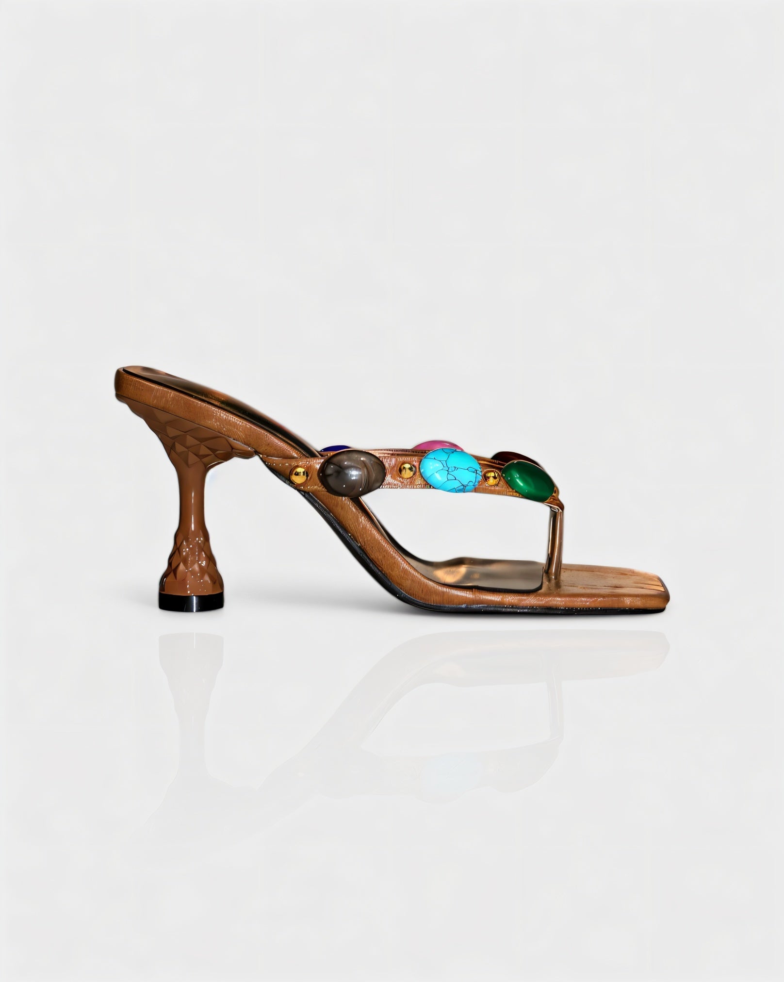 CIYANA | Gemstone Embellished Heel Sandals