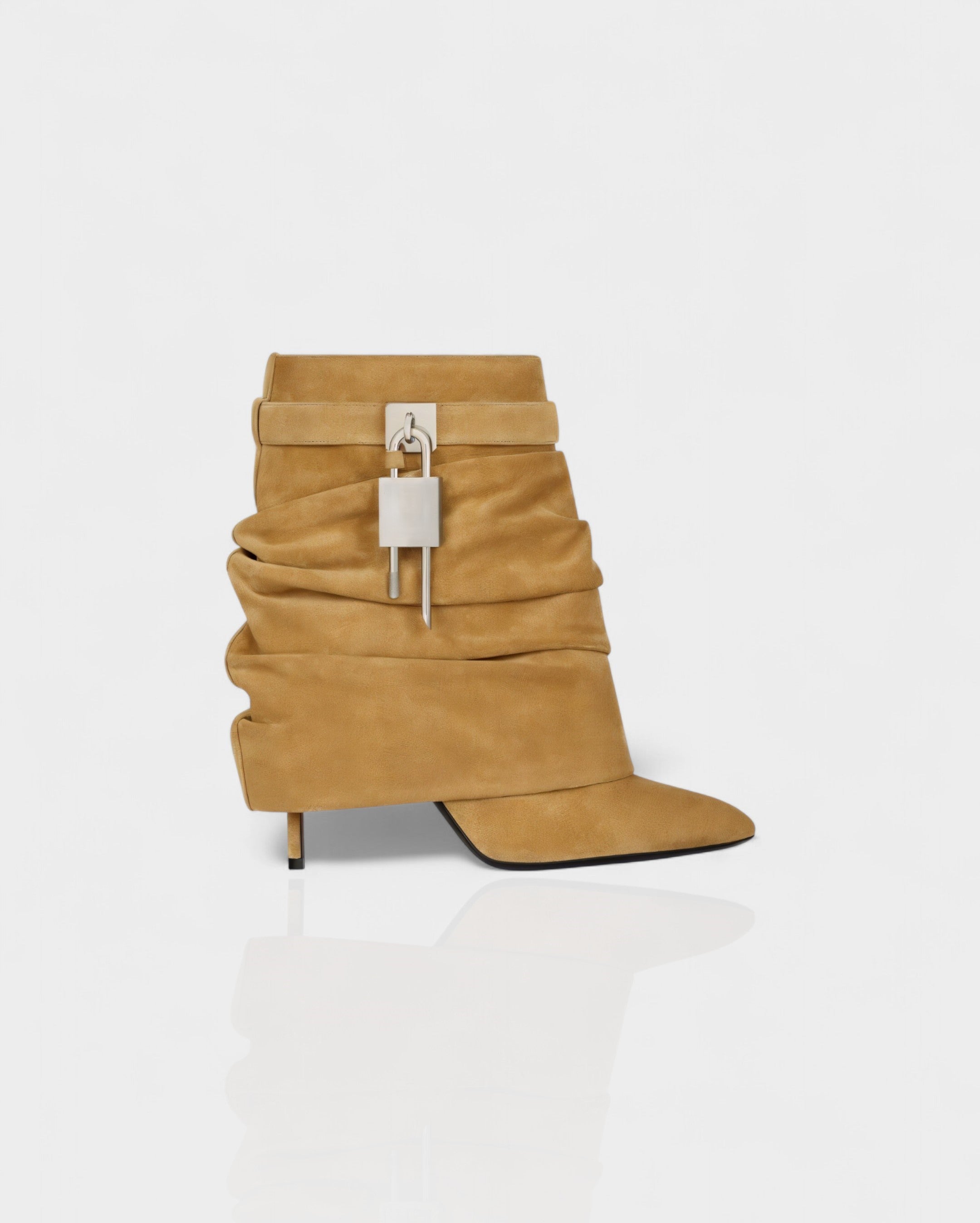 HALINA | Padlock Slouch Stiletto Ankle Boots