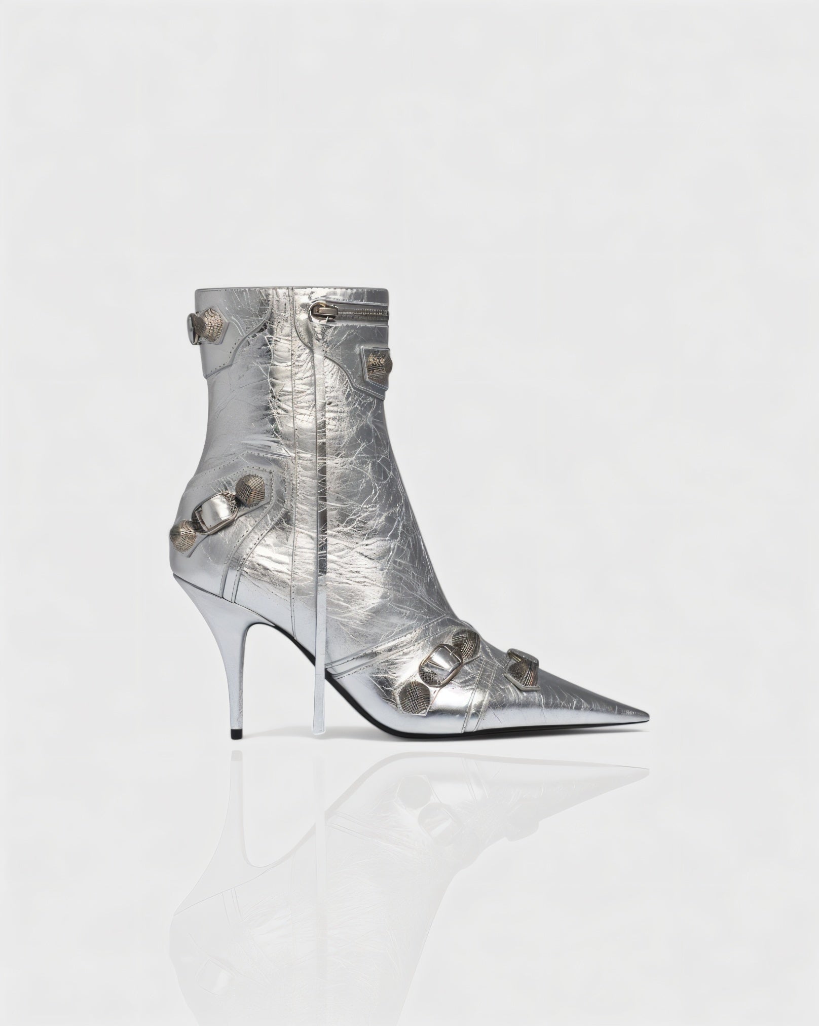 REVINA | Studded Leather Pointed-Toe Ankle Boots
