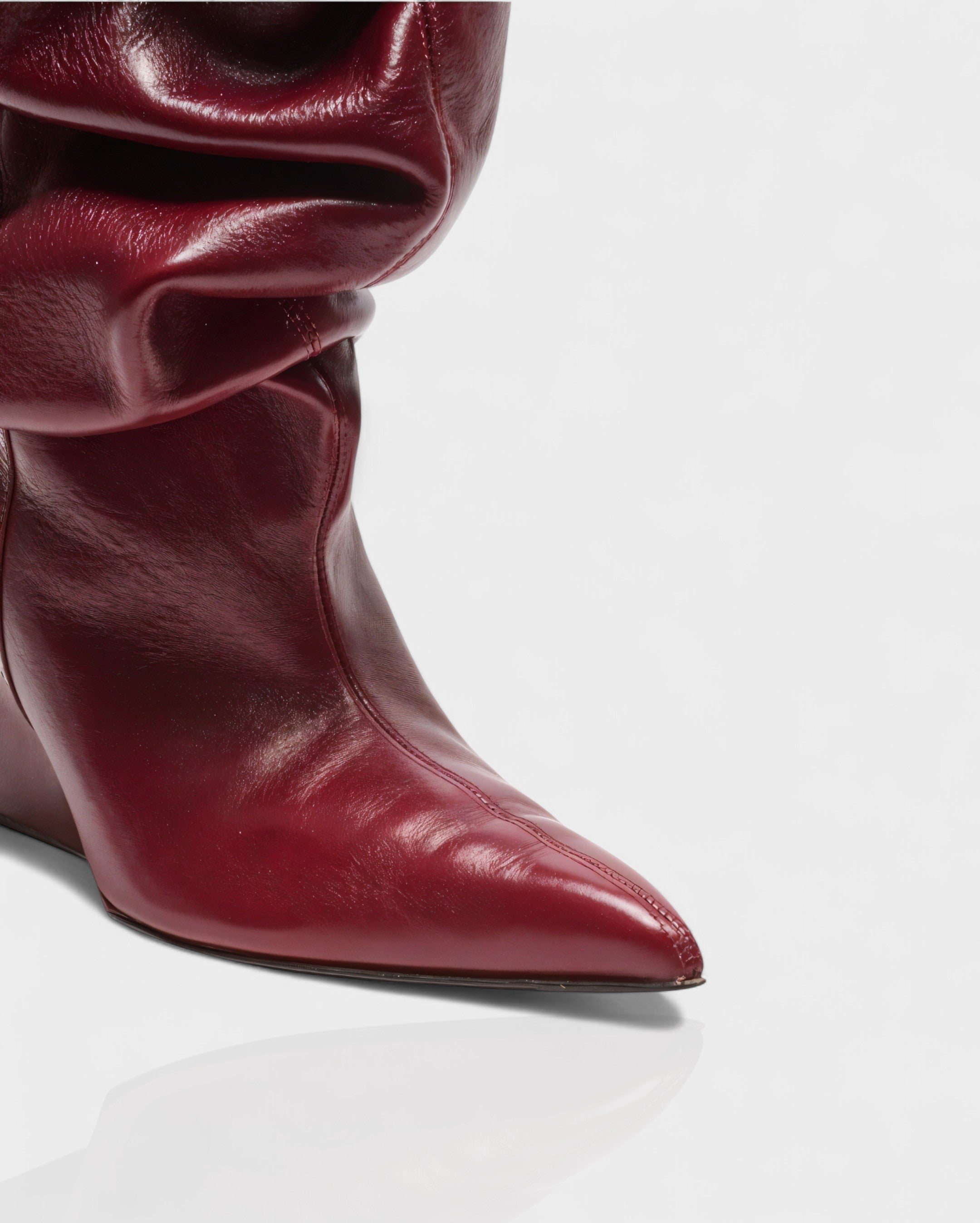 IRELLE | Slouchy Faux Leather Pointed Wedge Heel Boots