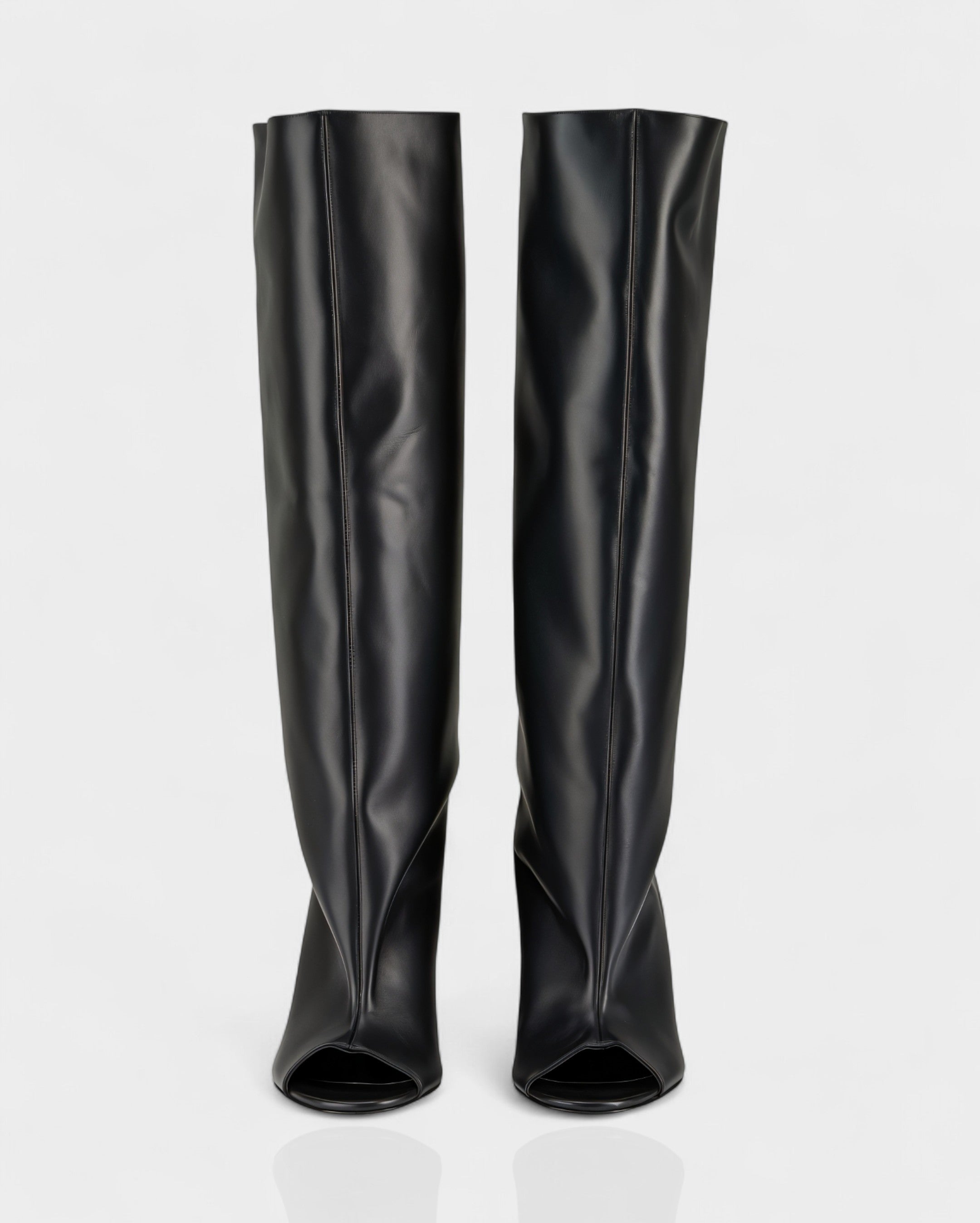 HELIRA | Peep Toe Wedge Knee High Boots