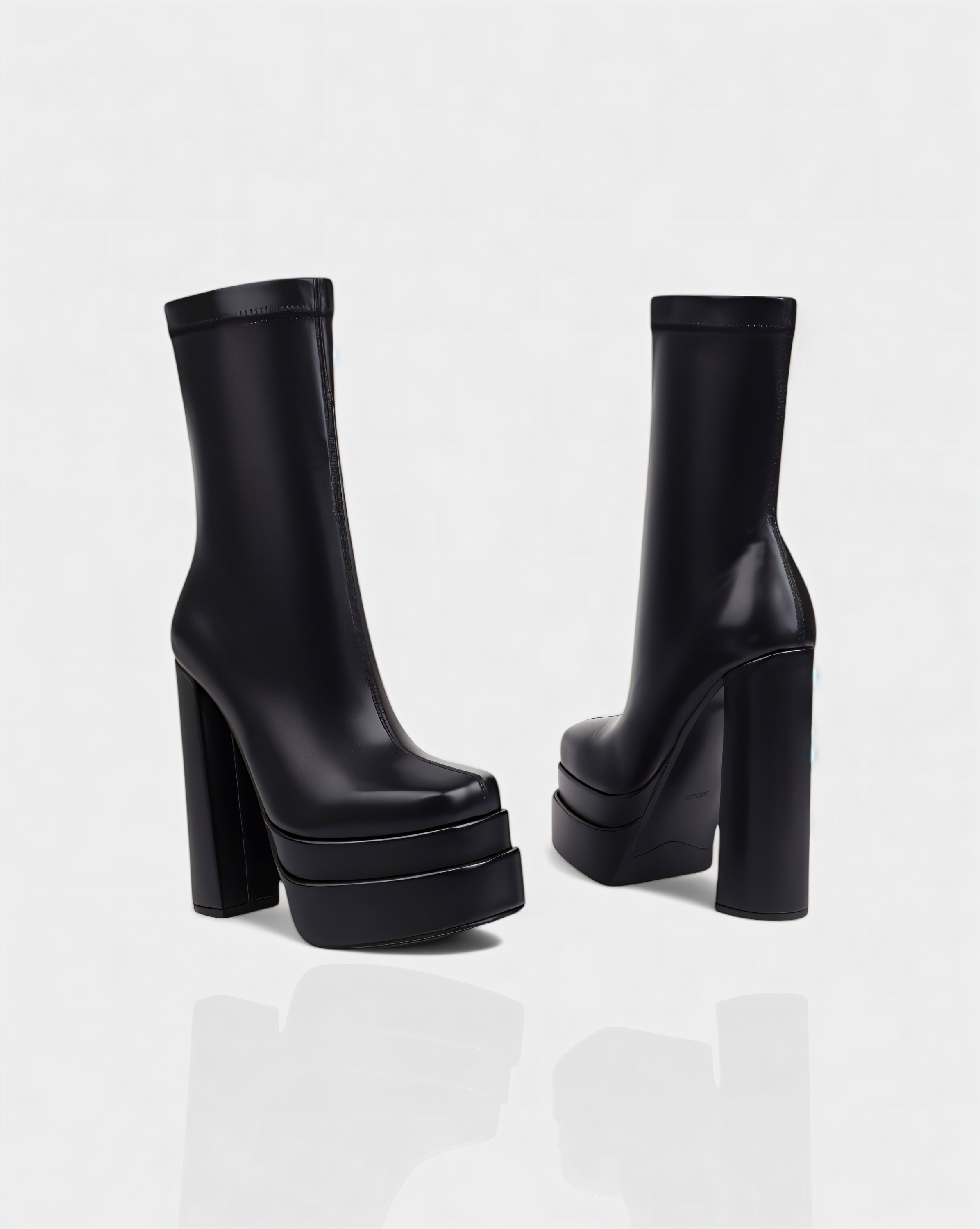 SOREYA | Thick Heel Faux Leather Boots