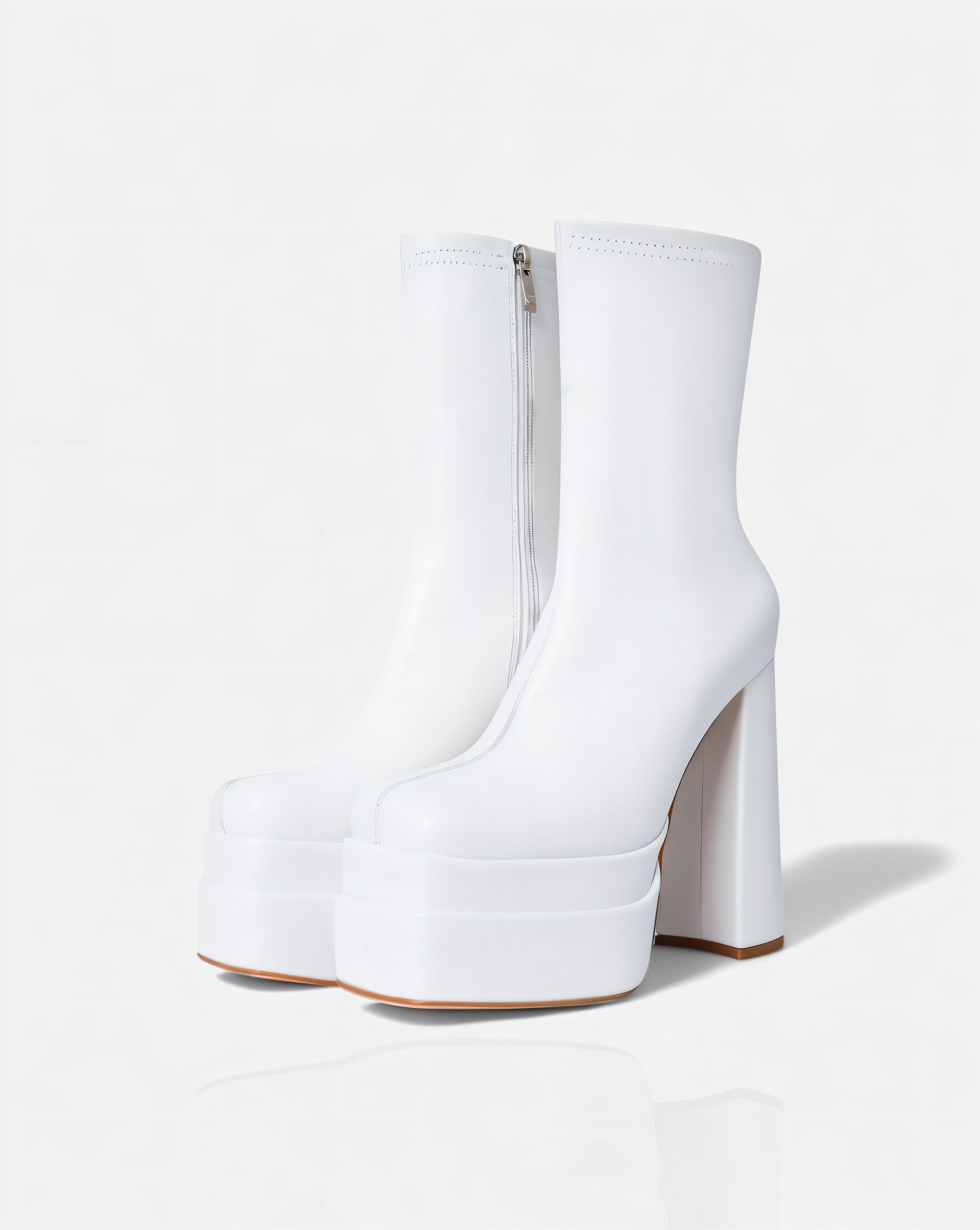 SOREYA | Thick Heel Faux Leather Boots