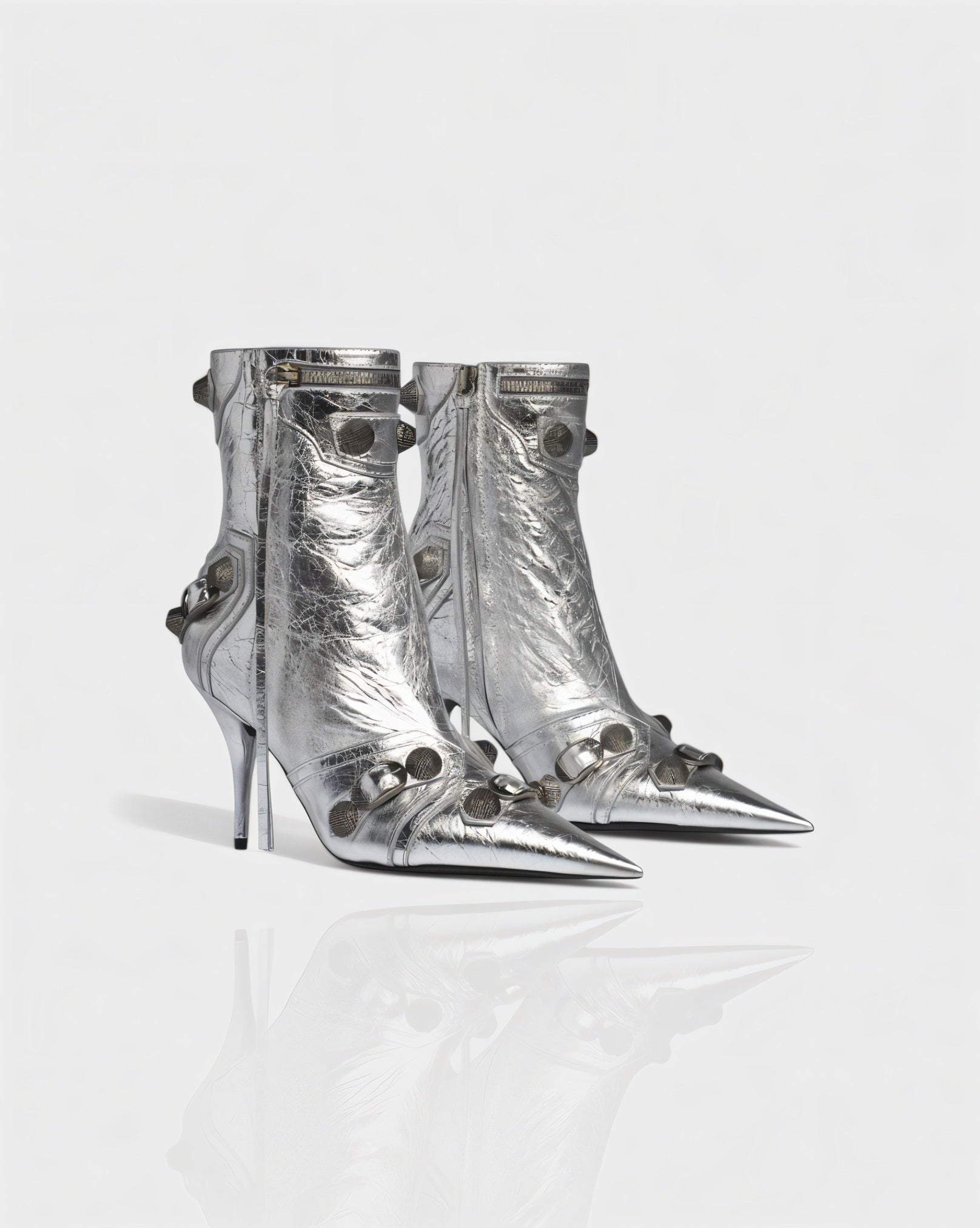 REVINA | Studded Leather Pointed-Toe Ankle Boots