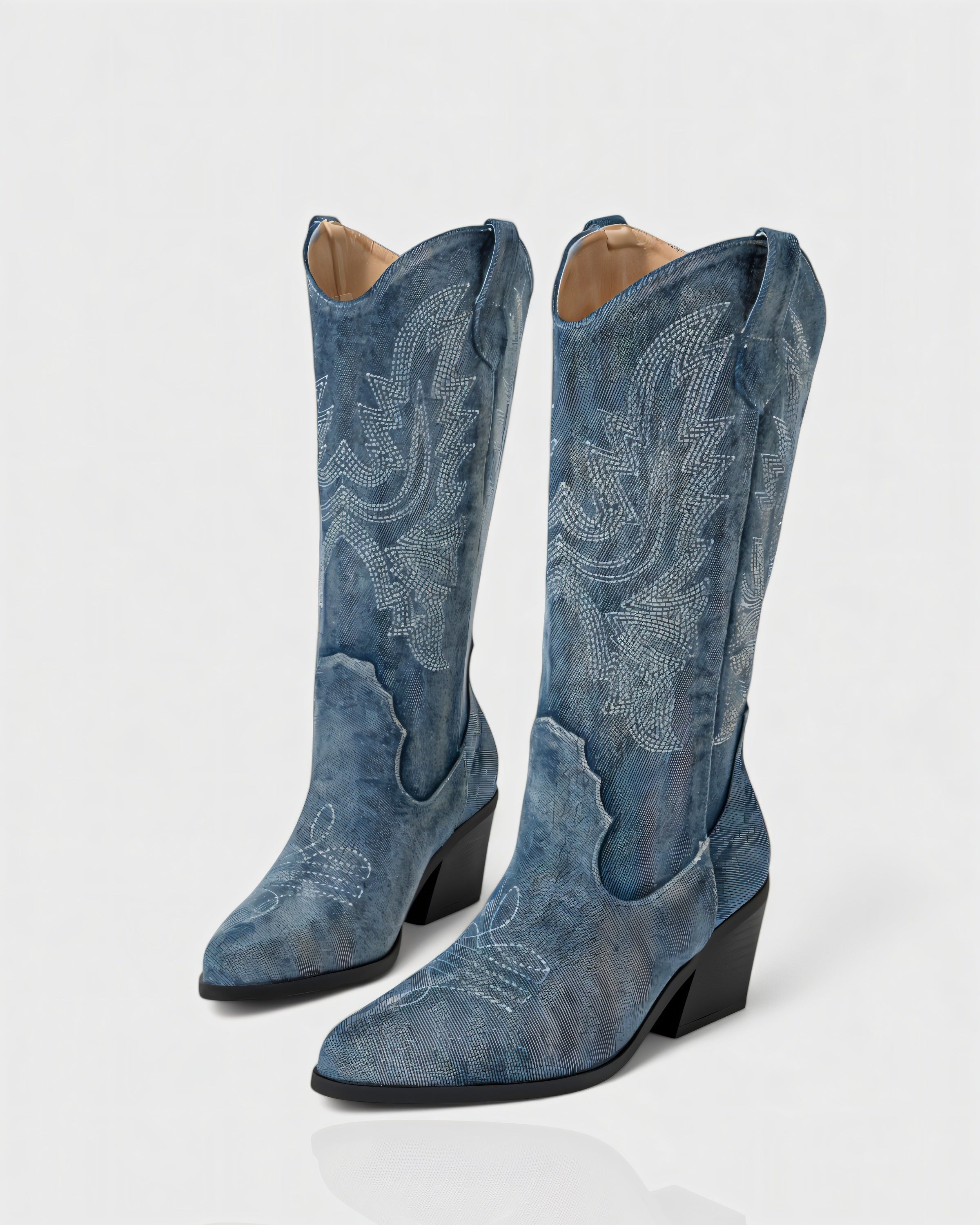 ALIANA | Embroidered Denim Cowboy Boots